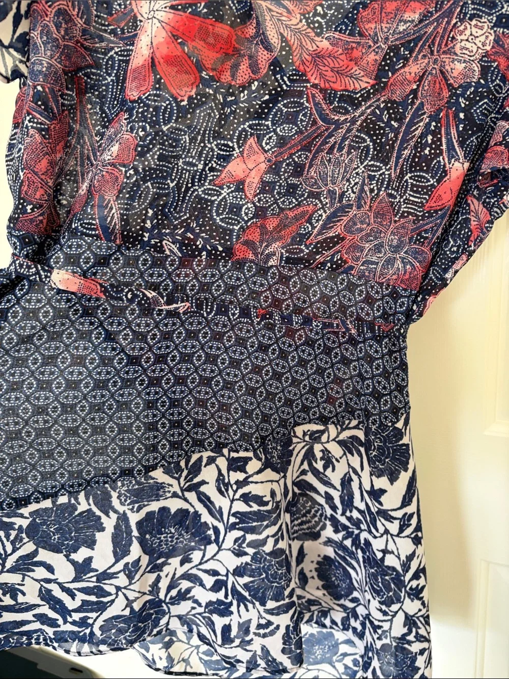 Jessica Simpson Maternity - faux wrap top, Navy and Red